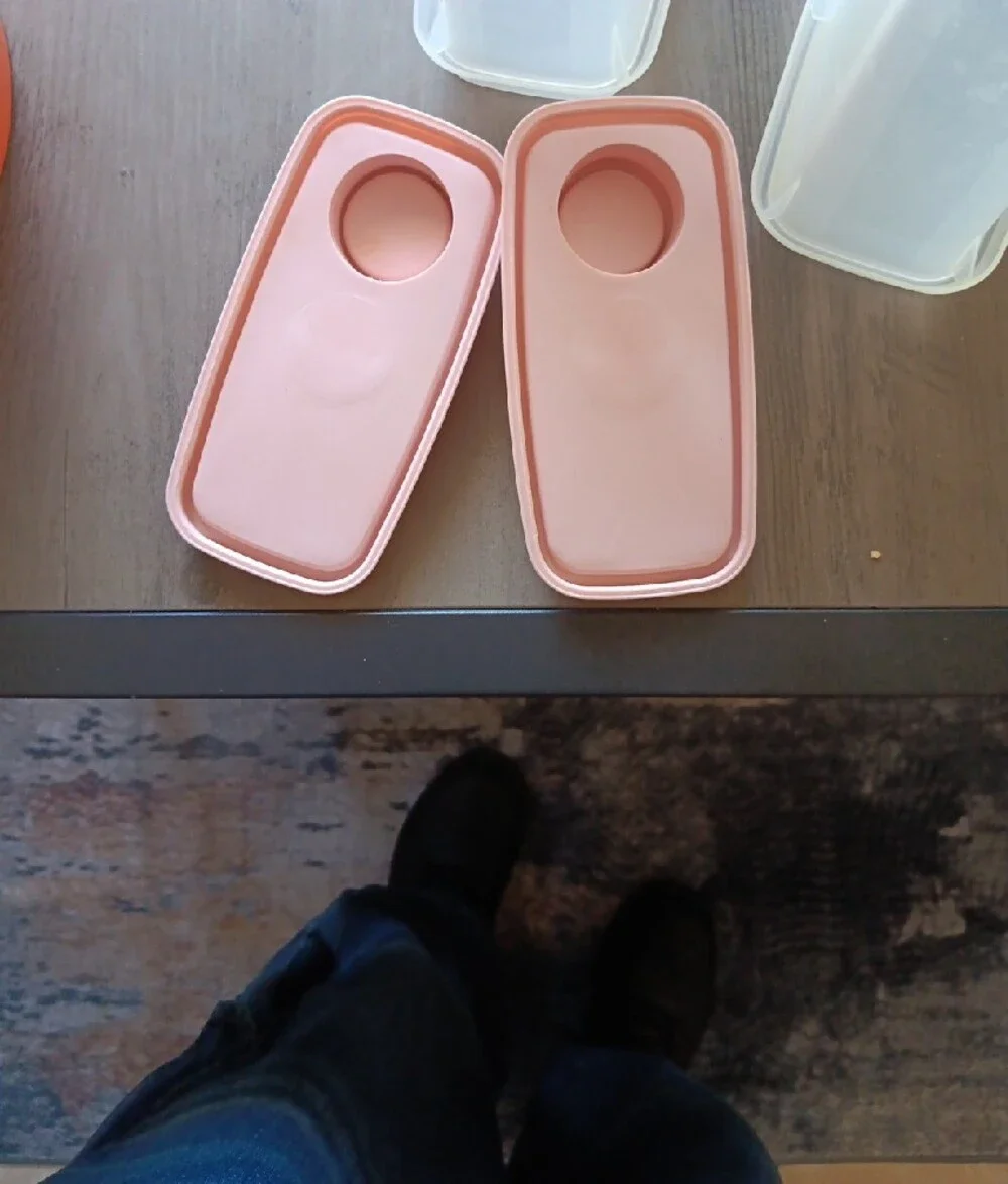 Vintage Tupperware Light Pink Dry Goods Containers with Pour Spouts - Set of 2